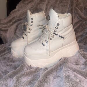 Naked Wolfe Spike White Combat Boots size 38